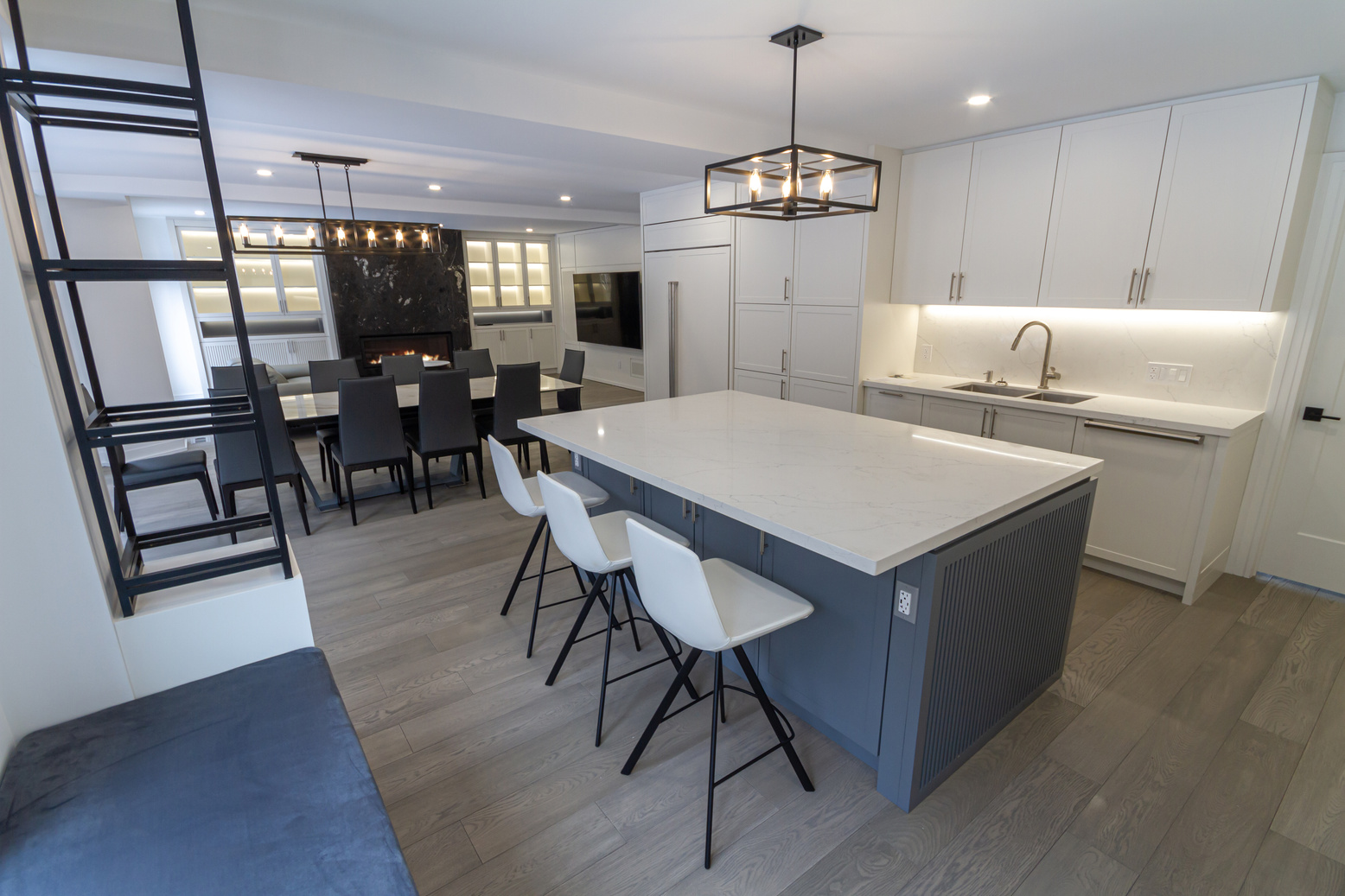 White Spruce kitchen at Wilfred Court with a generous island and tailored cabinetry